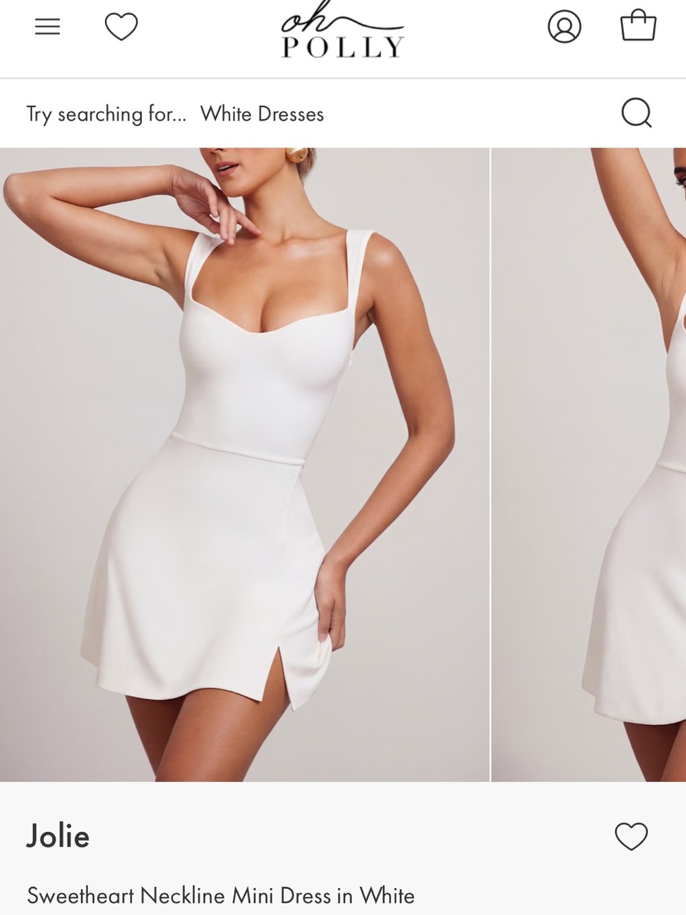 Jolie White Sweetheart Mini Dress with Side Slit